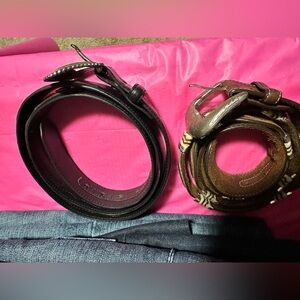 2- Men's Black & Brown Leather Belts